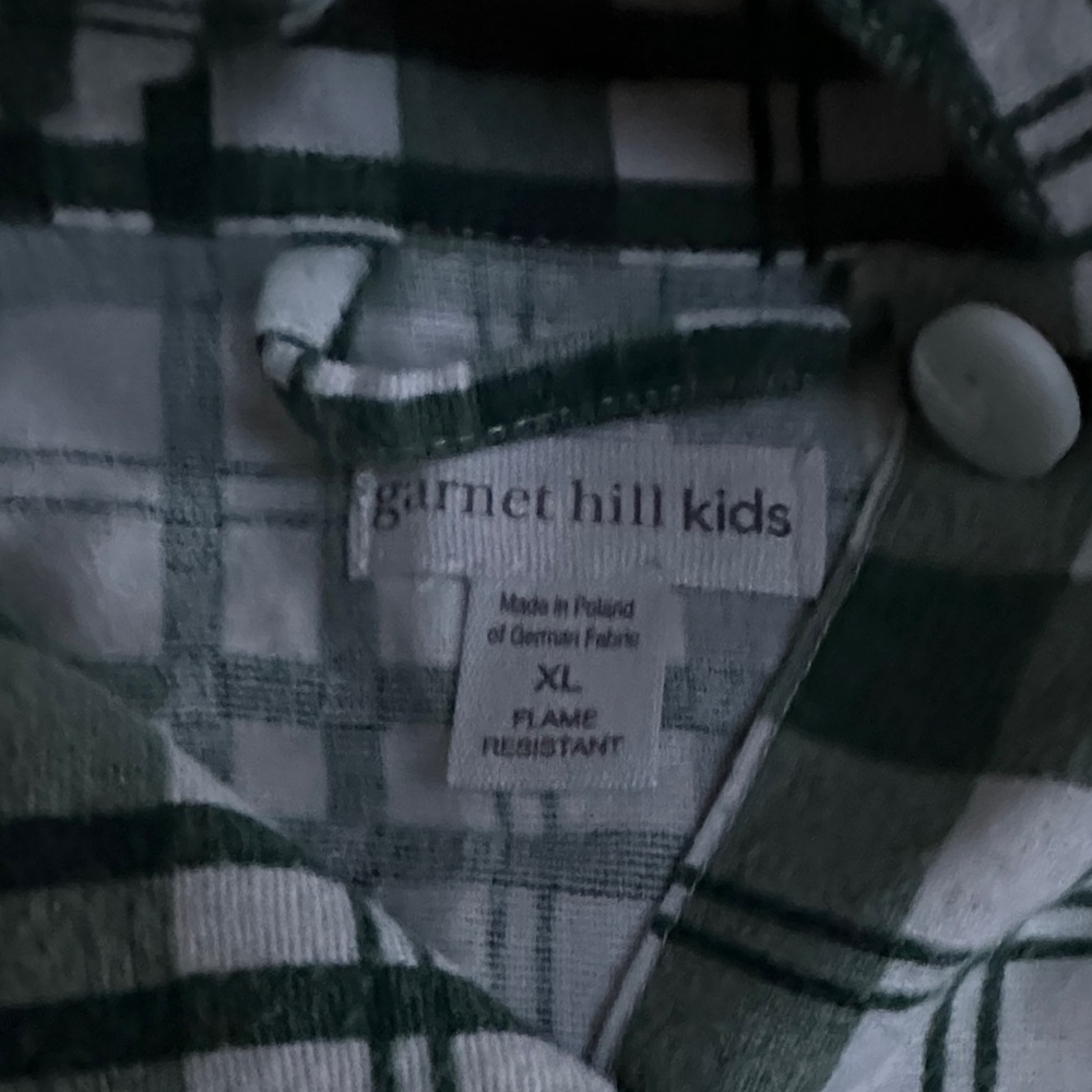 Garnet Hill Kids Green and White plaid flannel pajama set - Picture 2 of 7
